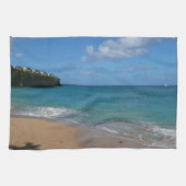 セントルシアのビーチのトロピカルな休暇の風景 キッチンタオル (横)