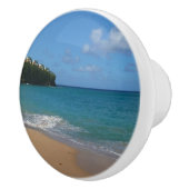 セントルシアのビーチのトロピカルな休暇の風景 セラミックノブ (右)