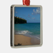 セントルシアのビーチのトロピカルな休暇の風景 メタルオーナメント (右)