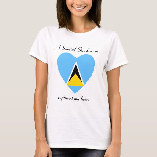 セントルシアの国旗スイートハートTシャツ Tシャツ (正面)