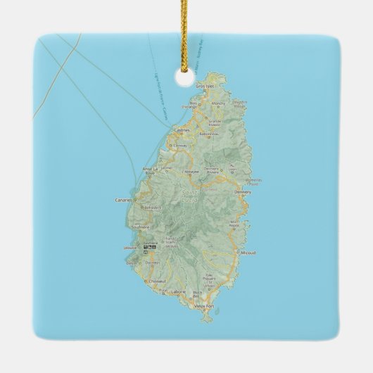 セントルシアの地図クリスマス セラミックオーナメント (裏面)