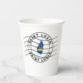 セントルシアの地図パスポート切手 紙コップ (正面)