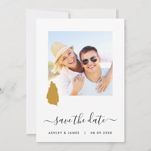 セントルシアの地図フォトウェディング日付カードを保存 セーブザデート (正面)