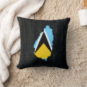 セントルシアの地図フラッグブララップのデザイン クッション (ブランケット)