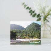 セントルシアの島の砂浜 案内ポストカード (スタンド正面)