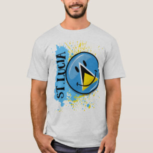 セントルシアの微笑の旗のしぶき Tシャツ