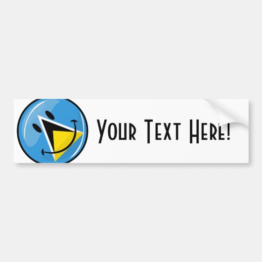 セントルシアの微笑み国旗 バンパーステッカー (正面)