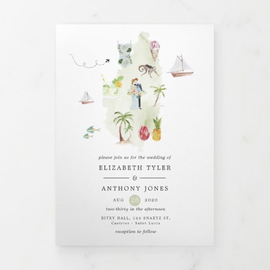 セントルシアの目的地の結婚式の写真 三つ折りカード (カバー)