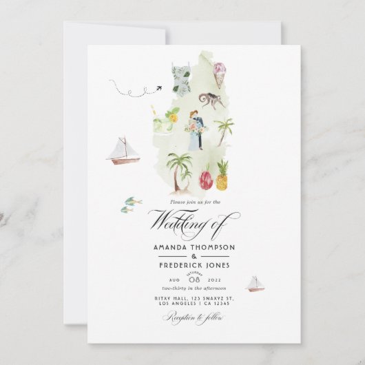 セントルシアの目的地の結婚式の写真 招待状 (正面)