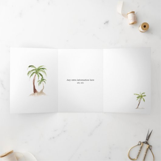 セントルシアの目的地の結婚式 三つ折りカード (内部)