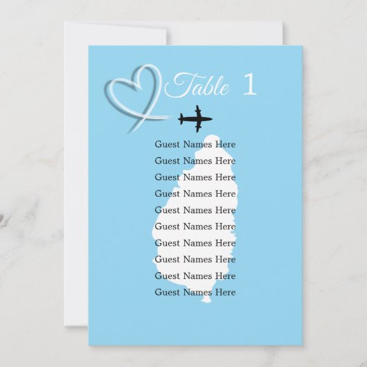 セントルシアの目的地ウェディングテーブルプランカード 招待状 (正面)