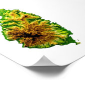 セントルシアの緑の地図 ポスター (角)