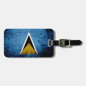 セントルシアの黒くグランジな旗 ラゲッジタグ (正面横)