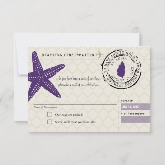 セントルシアへのRSVP搭乗券 招待状 (正面)