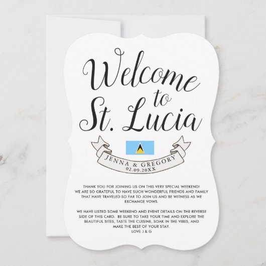 セントルシアへようこそ |宛先の結婚式のお願い 招待状 (正面)