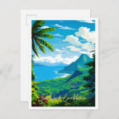 セントルシアカリブのヴィンテージ旅行イラストレーション ポストカード (正面/裏面)