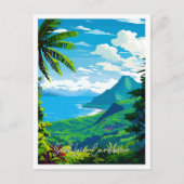セントルシアカリブのヴィンテージ旅行イラストレーション ポストカード (正面)