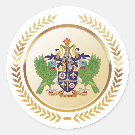 セントルシアコートオブアームズ ラウンドシール (正面)