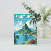 セントルシアザピトントラベルアートヴィンテージ ポストカード (スタンド正面)