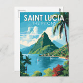 セントルシアザピトントラベルアートヴィンテージ ポストカード (正面/裏面)