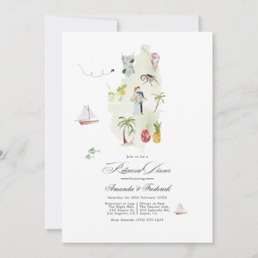 セントルシアトロピカルウォーターカラーリハーサルディナー 招待状 (正面)