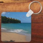 セントルシアビーチトロピカルバケーションランドスケープ キーホルダー (裏面)