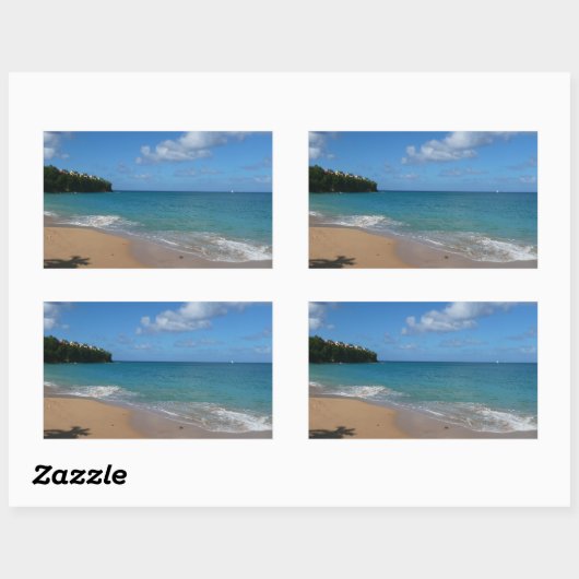 セントルシアビーチトロピカルバケーションランドスケープ 長方形シール (シート)