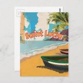 セントルシアヴィンテージバケーションポスター ポストカード (正面/裏面)