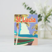 セントルシアヴィンテージビーチ旅行ポスター ポストカード (スタンド正面)
