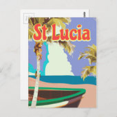 セントルシアヴィンテージビーチ旅行ポスター ポストカード (正面/裏面)