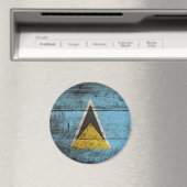 セントルシア国旗のオールドウッド・グレイン マグネット (インサイチュ (食洗機))