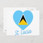 セントルシア国旗のハート ポストカード (正面/裏面)