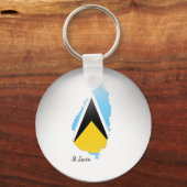セントルシア国旗の地図 キーホルダー (正面)