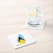 セントルシア国旗の地図   スクエアペーパーコースター (インサイチュ)