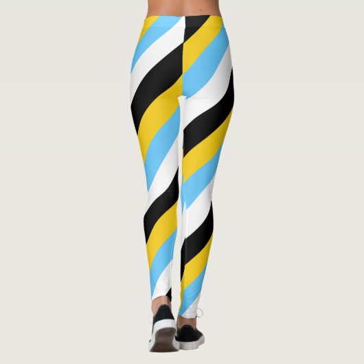 セントルシア国旗の色対角ストライプの レギンス (裏面)