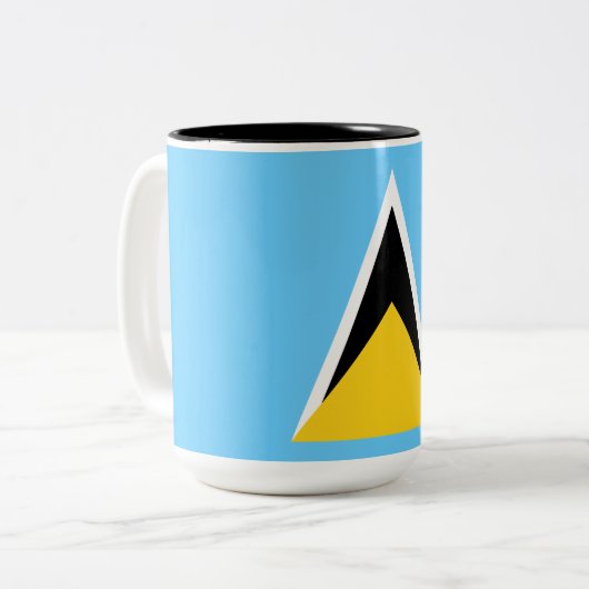 セントルシア国旗(セントルシアカリブの) ツートーンマグカップ (正面左)