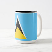 セントルシア国旗(セントルシアカリブの) ツートーンマグカップ (正面右)