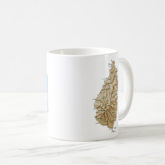 セントルシア国旗~地図マグカップ コーヒーマグカップ (正面右)