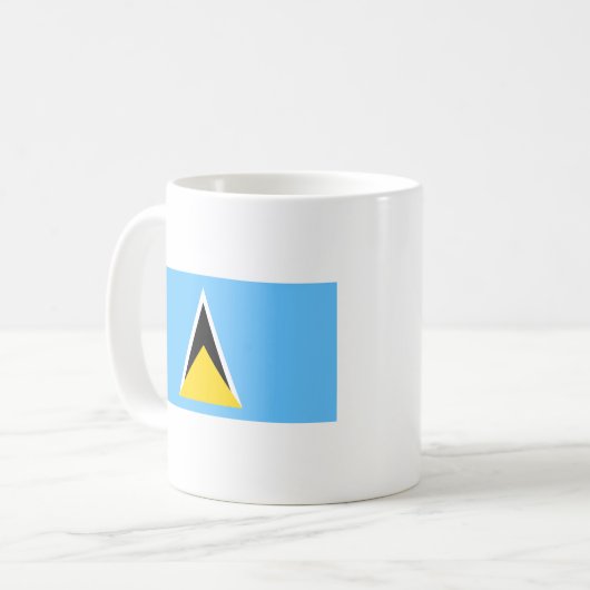 セントルシア国旗~地図マグカップ コーヒーマグカップ (正面左)