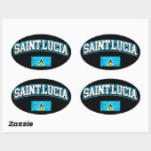セントルシア国旗 楕円形シール (シート)