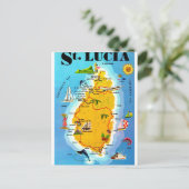 セントルシア島の地図ポストカード ポストカード (スタンド正面)