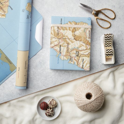 セントルシア島の地図（1991年）  ラッピングペーパー (クラフト)