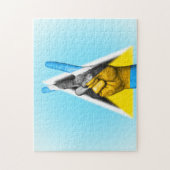 セントルシア平和国旗。 ジグソーパズル (縦)