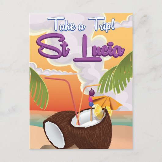 セントルシア漫画の旅行ポスター。 ポストカード (正面)
