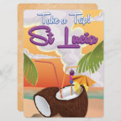 セントルシア漫画の旅行ポスター。 招待状 (正面/裏面)