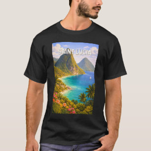セントルシア イラスト 旅行 アート ヴィンテージ Tシャツ