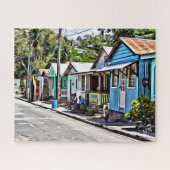 セントルシア、バージン諸島のカラフルな家 ジグソーパズル (横)