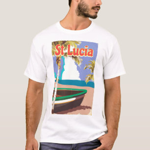セントルシア ビンテージ ビーチ 旅行 ポスター Tシャツ