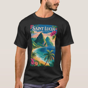 セントルシア ピトン イラスト 旅行アート ヴィンテージ Tシャツ