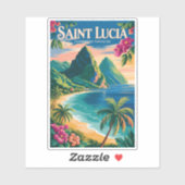 セントルシア ピトン 図版 旅行 アート ヴィンテージ シール (シート)